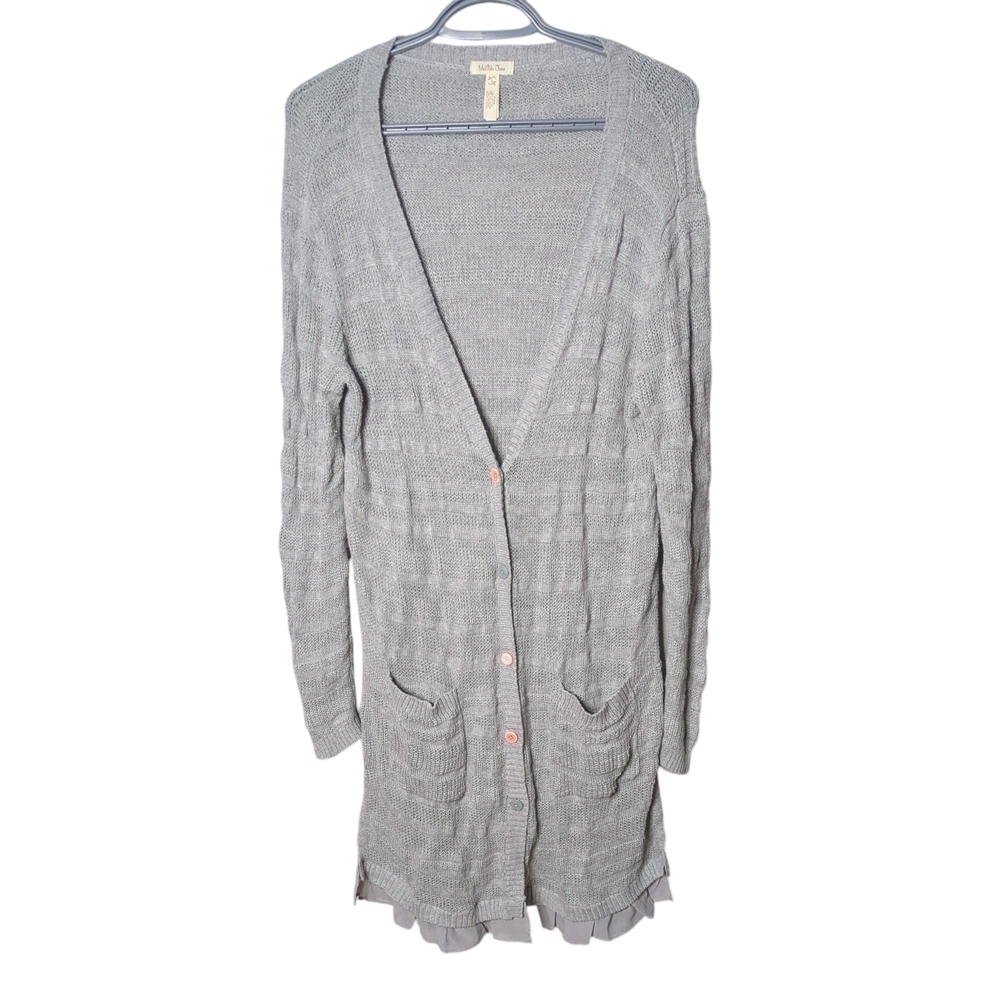 Matilda‎ Jane Wonderment Stay Cozy Knit Cardigan Duster Gray women's Large